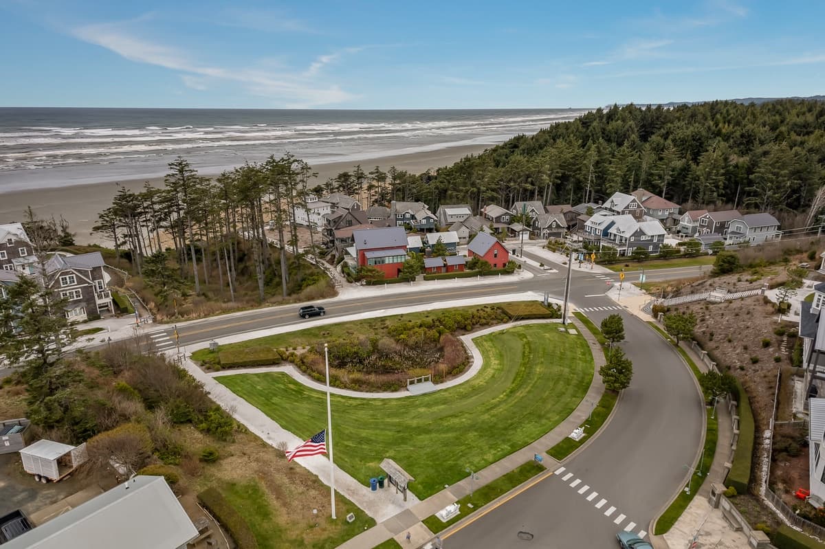 Aerial view of Seabrook along the Pacific coastline